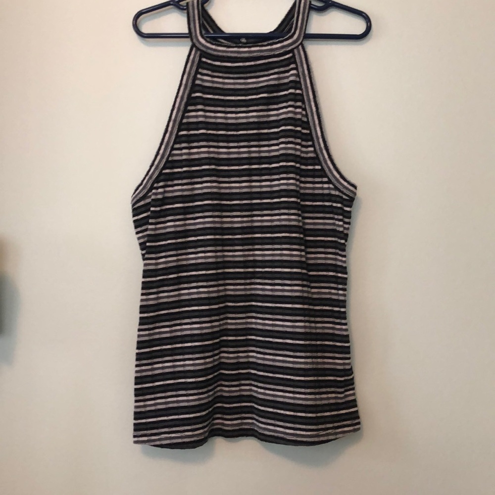 black white and grey tank top